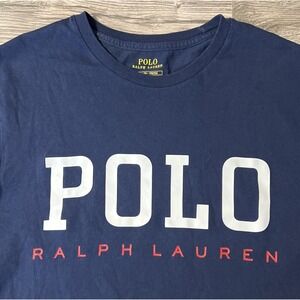 Polo Ralph Lauren Navy Big Graphic Logo Crew Neck T Shirt, Men's Small